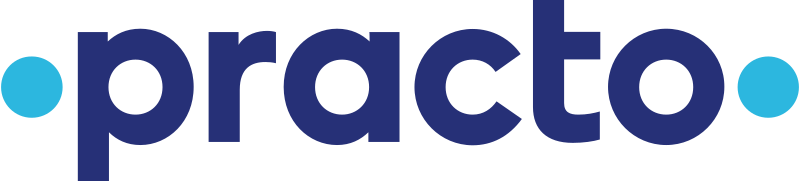 Practo logo in blue font online doctor consultation, healthcare services, clinic booking, and digital health platform in India.