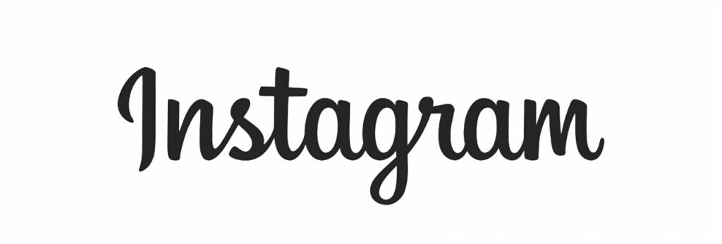 Instagram logo in black cursive font social media platform for photo sharing, reels, stories, and digital marketing.